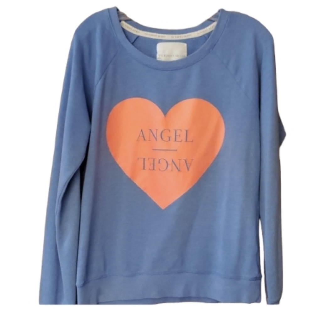 Victoria's Secret Blue Sweatshirt with‎ Angel on Heart Size Medium